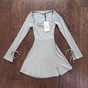 Oh Polly BAIZE Modal Mini Dress in Taupe - size XXS